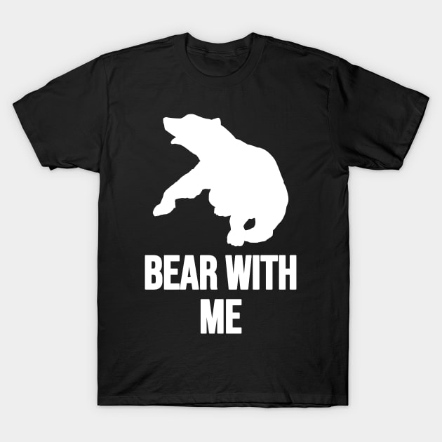 Bear With Me Fighting Bear With A Green White Forest Tree Fill T-Shirt by Musa Wander